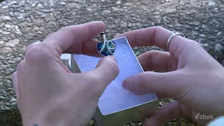 Pendant with ashes found in commercial laundry in Cumberland