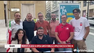 22 LUGLIO 2026 - BARI: PROPOSTE DI LEGGE SU DIFESA SANITÀ PUBBLICA E APPALTI: RACCOLTA FIRME OK
