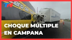 Crash in Campana: A truck hit a van and a bus that were on the shoulder