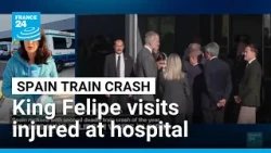Spain's King Felipe VI and Queen Letizia visit injured in train crash at Toledo hospital