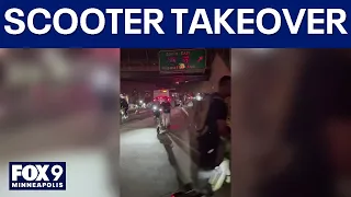 Minneapolis scooters ride onto I-35W during downtown takeover