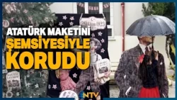 Heartwarming Footage of a Little Girl Shielding an Atatürk Statue with Her Umbrella in the Rain |...