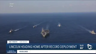 USS Abraham Lincoln heads home after record-breaking deployment in the Middle East