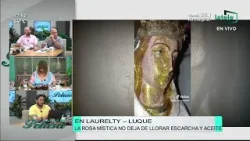 En Luque la virgen de la Rosa Mística no deja de llorar escarcha y aceite.  Dueño: Nahuel Portillo.