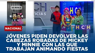 Jóvenes piden devolver las cabezas robadas de Mickey y Minnie con las que trabajan animando fiestas