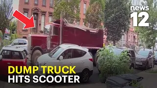 Video captures moments before deadly dump truck-scooter collision in Brooklyn