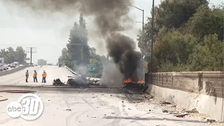 Fuel tanker explodes after Highway 99 crash in Selma