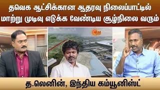 தவெக ஆட்சிக்கான ஆதரவு நிலைப்பாட்டில் மாற்று முடிவு எடுக்க வேண்டிய சூழ்நிலை வரும் | த.லெனின் Sun News