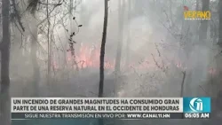 Incendio de grandes magnitudes ha consumido gran parte de una reserva natural en Honduras