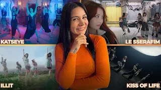 COMEBACKS ✨ KATSEYE, LE SSERAFIM, KISS OF LIFE & ILLIT MV''s | REACCIÓN KPOP LIVE ✨💎