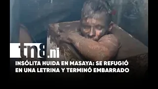 Masaya: Quiso escapar de la justicia y terminó en el fondo de una letrina