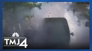 Dramatic video captures garbage truck explosion