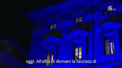 Palazzo Madama illuminato di blu per le vittime civili delle guerre