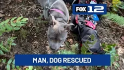 Мужчина и собака спасены с крутого склона холма недалеко от Эстакады.