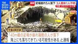 「ずどーんと落ちてきた」川崎市のJFEスチール工場で足場崩れ5人落下 3人意識なし 1人行方不明　当時、強風･波浪注意報の中でクレーンの解体工事行われる｜TBS NEWS DIG