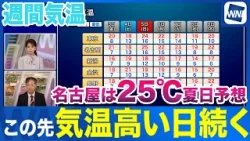 【週間気温】この先気温が高い日続く　日曜日は名古屋で25℃夏日予想