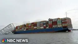 First close-up look at container ship that crashed into bridge