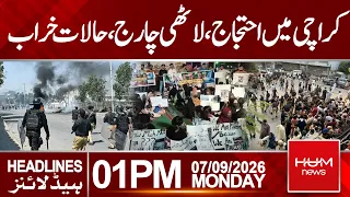 Protests Erupt in Karachi | Situation Turns Tense| Headlines 01:00PM  Hum News | Pakistan