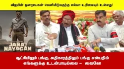 ஆட்சியிலும் பங்கு, அதிகாரத்திலும் பங்கு என்பதில்எங்களுக்கு உடன்பாடில்லை -  வைகோ