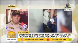 Firefighters transport woman hit by vehicle on CA-13 in La Ceiba