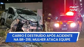 Mulher ataca equipe da TV Meio Norte após acidente em Teresina | Meio Norte