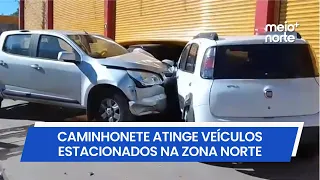 Out-of-control pickup truck crashes into parking area and plows through vehicles in Teresina | Me...