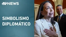 María Corina entrega medalha do Nobel da Paz a Donald Trump