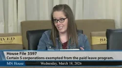 House Workforce, Labor, and Economic Development Finance and Policy Committee 3/18/26