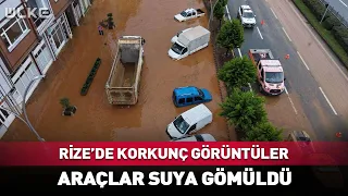 Terrifying Scenes in Rize! Vehicles Submerged in Water