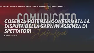 IL COSENZA AFFRONTA IL POTENZA ALLO SCIDA DI CROTONE SENZA PUBBLICO