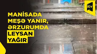 Türkiyənin bir tərəfində yağış yağır, digər tərəfində meşə yanır