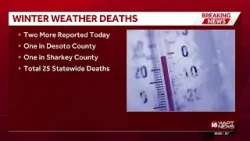 Winter storm death toll rises to 25 as recovery continues across Mississippi