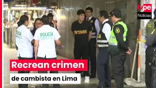 Suspect in money changer murder reenacts the crime during police investigation in Lima
