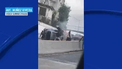 Captado en video: impresionante rescate de mujer en plena avenida