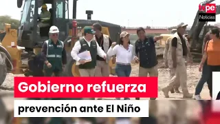 President Fujimori oversees cleaning and desilting of the Tumbes River ahead of El Niño