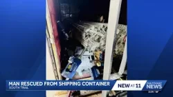 Crews rescue man trapped inside shipping container in Lee County