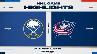 NHL Highlights | Sabres vs. Blue Jackets - October 1, 2026