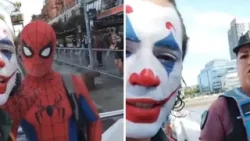 ¿Falta de códigos? Se pelearon el Guasón y el Spiderman argentino en plena calle