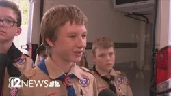 Scouts help with Purge Your Pantry drive