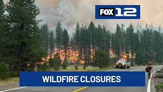 Wildfire closes large section of Highway 26 in central Oregon