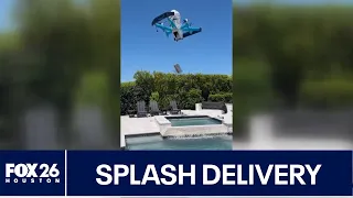 Houston-area drone delivery dropped into customer's pool