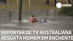 Australian TV reporter rescues man from flood