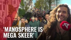Mannen lopen mars tegen vrouwengeweld
