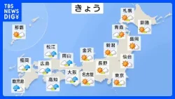 きょう（22日）西日本は次第に西から雨の範囲広がり九州などで雨脚が強まるおそれが 東日本・北日本も次第に日差しが少なくなる予想　南西諸島もにわか雨の見込み｜TBS NEWS DIG