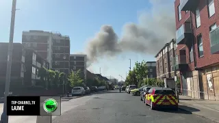 Top Channel/ Londra nën tymin e zi, zjarr masiv pranë Wembley-t, 125 zjarrfikës në betejë me flakët