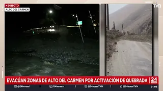 Quebradas se activan en Alto del Carmen por intensas lluvias