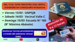 Отделение ЗАГС будет предоставлять свои услуги в Комодоро-Ривадавии в следующие выходные.