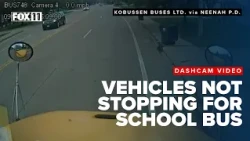 School bus dashcam video shows traffic failing to stop in Neenah, Wisconsin
