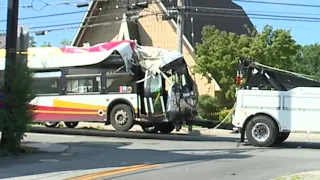 MTA bus crushed by fallen tree branch, 5 people taken to hospital