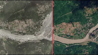 Nepal flood, before and after
